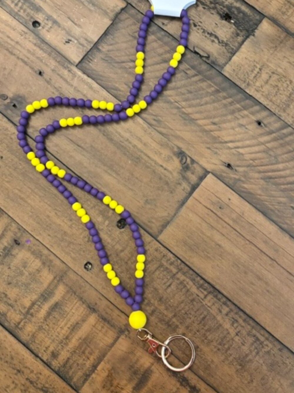 Purple & Gold Beaded Lanyard ID Badge Holder – Game Day School Spirit